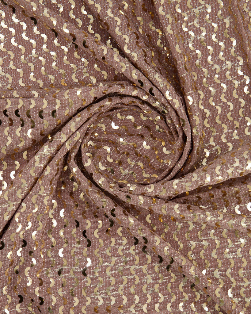 AYLIN METALLIC KNIT WITH FOIL  | 27209 TAUPE/TAUPE/GOLD - Zelouf Fabrics