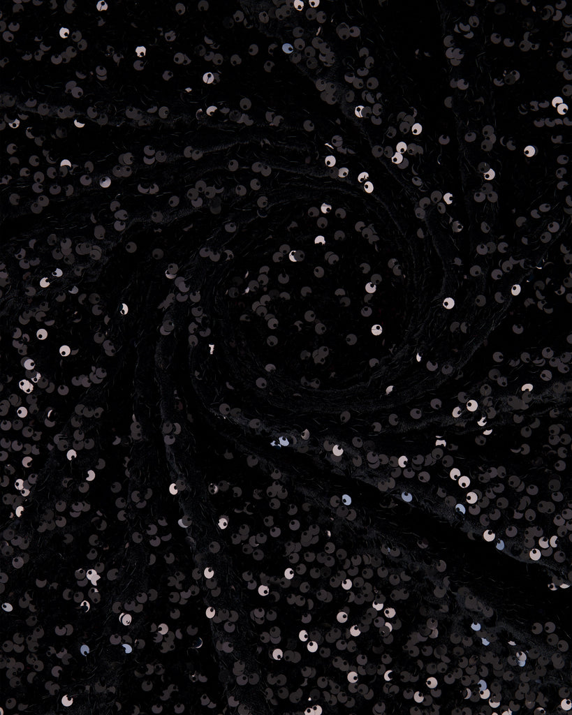 KAMRYN VELVET WITH PAILETTE  | 27214 BLACK/BLACK - Zelouf Fabrics