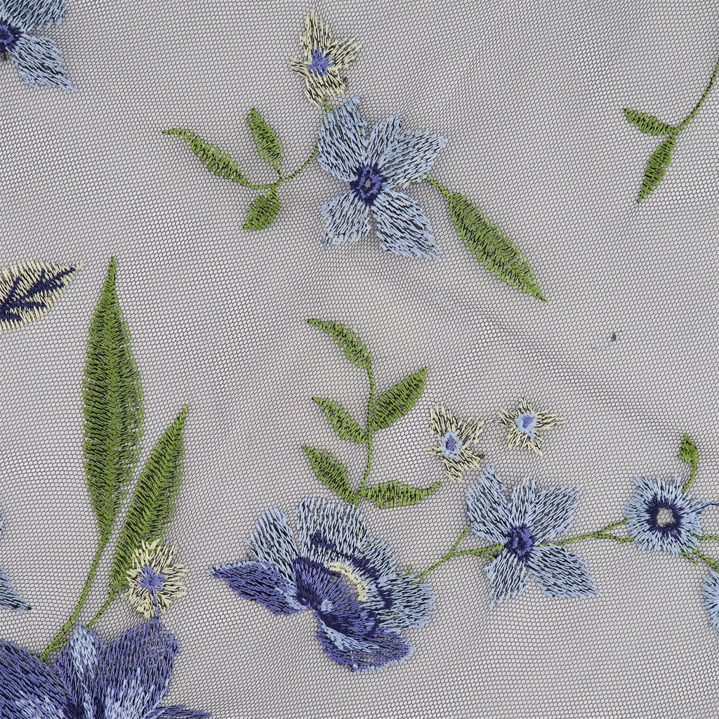 MARINA FLORAL EMBROIDERY ON MESH  | 27218  - Zelouf Fabrics