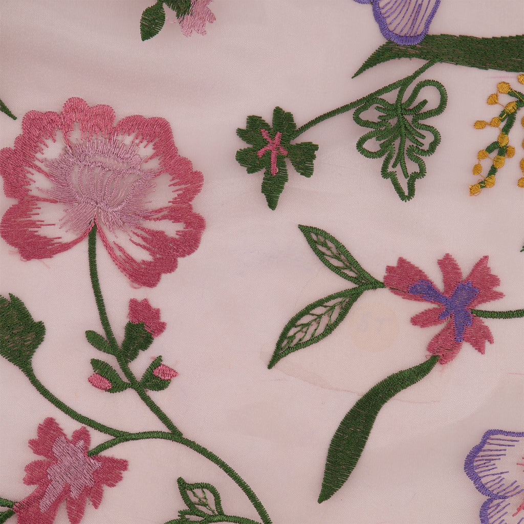 MINA FLORAL EMBROIDERY ON ORGANZA  | 27260  - Zelouf Fabrics