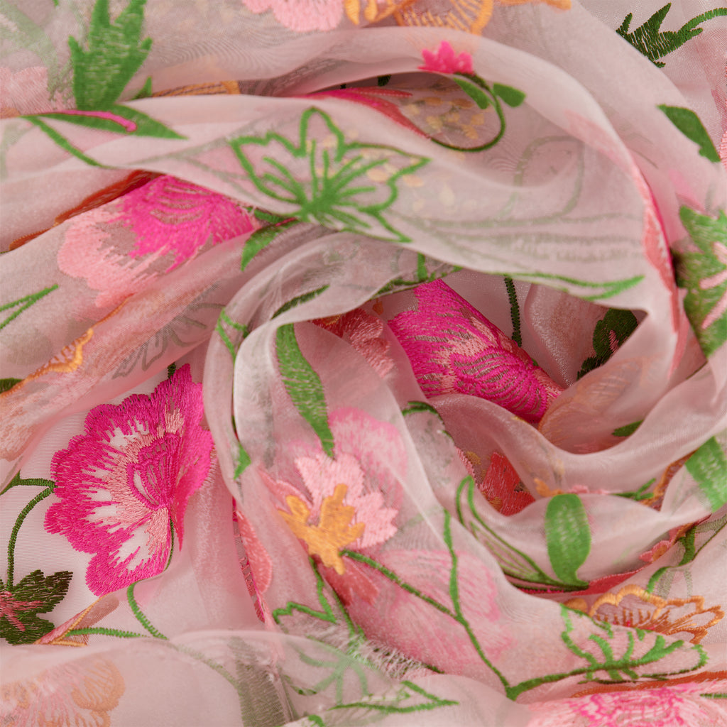 MINA FLORAL EMBROIDERY ON ORGANZA  | 27260  - Zelouf Fabrics