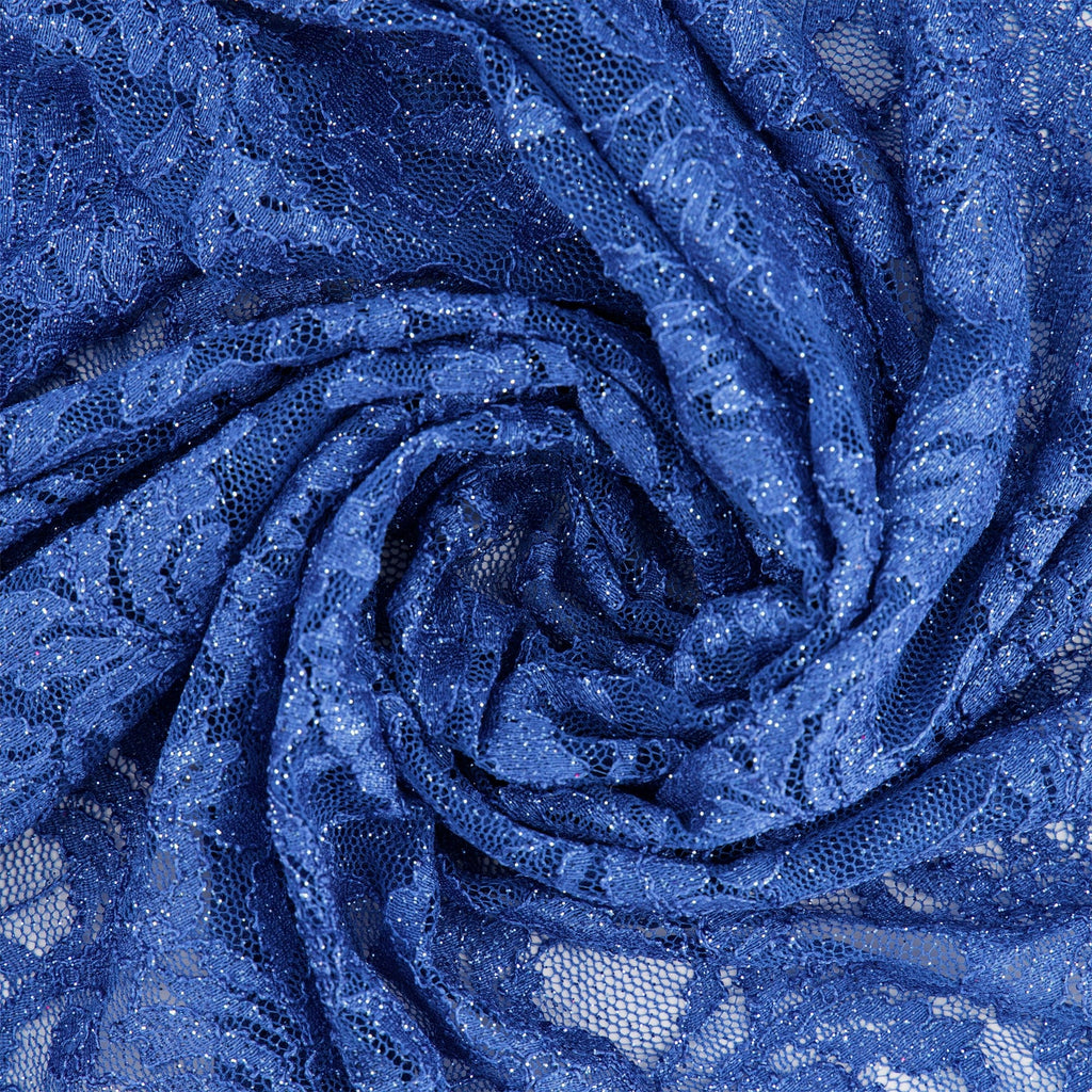 JAYLA SCALLOP STRETCH LACE WITH GLITTER  | 27291SC-GLITTER AZURE WAVE - Zelouf Fabrics