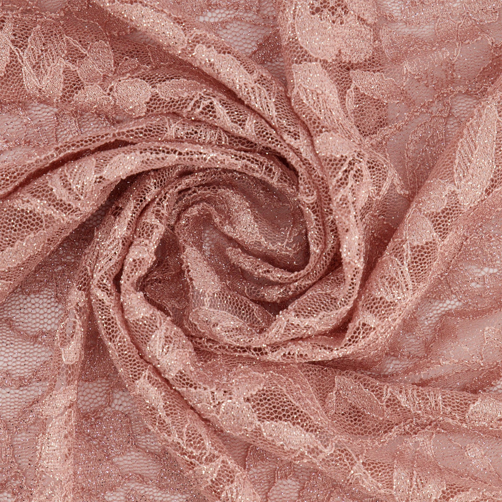 JAYLA SCALLOP STRETCH LACE WITH GLITTER  | 27291SC-GLITTER TRANQUIL PEACH - Zelouf Fabrics