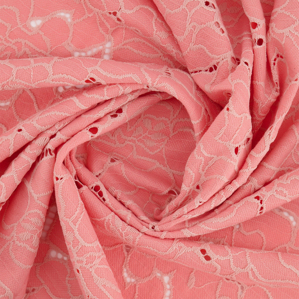SAIGE FLORAL LACE  | 27295 CORAL/BLUSH - Zelouf Fabrics