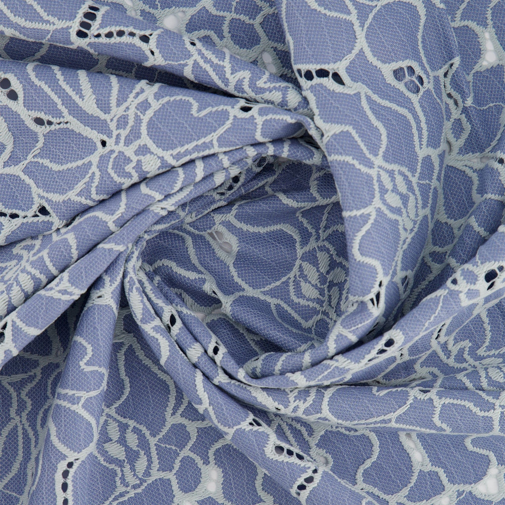 SAIGE FLORAL LACE  | 27295 CORNFLOWER/SKY - Zelouf Fabrics