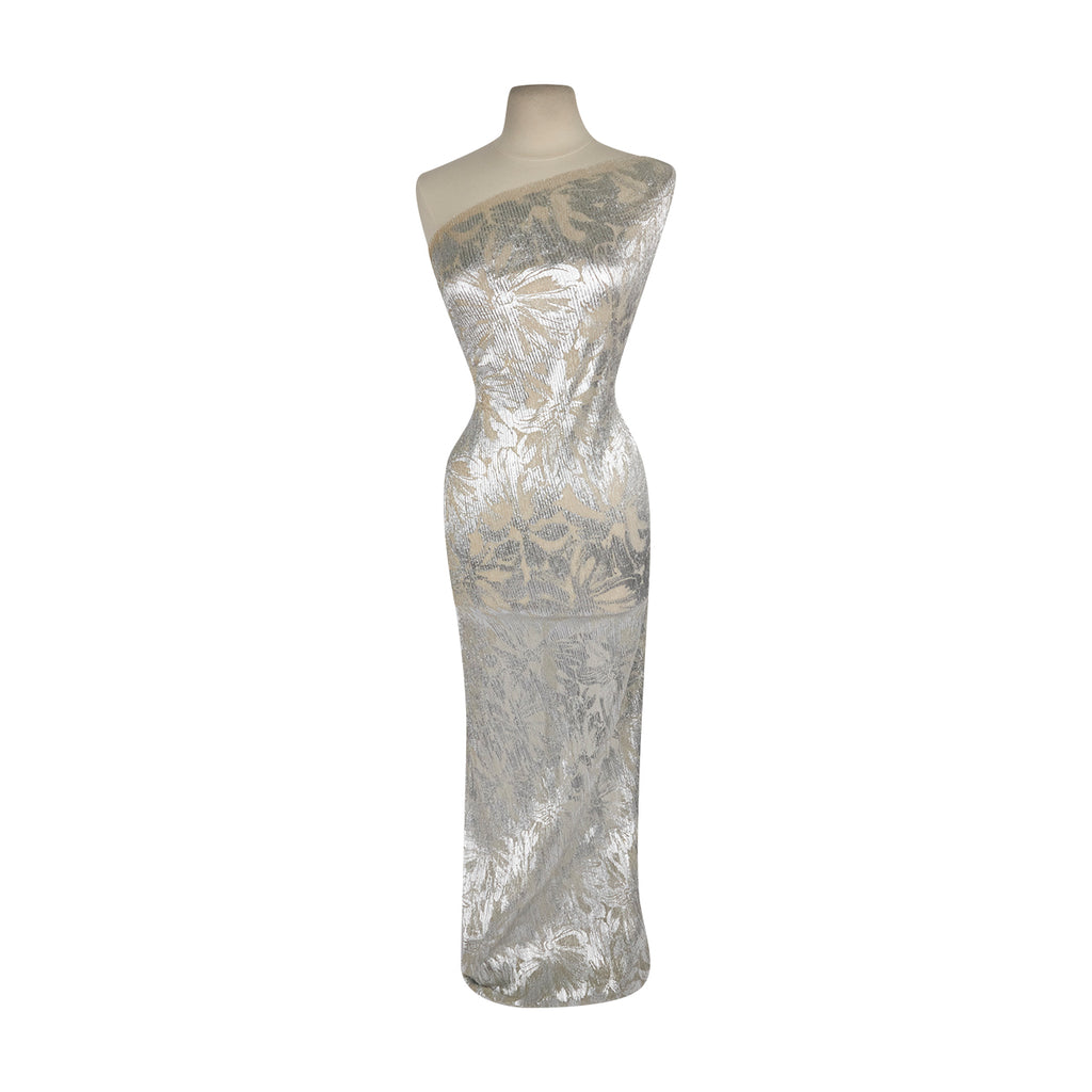 AERIN FOIL PLEATED LUREX MESH  | 27302 CHAMPAGNE/SILVER - Zelouf Fabrics