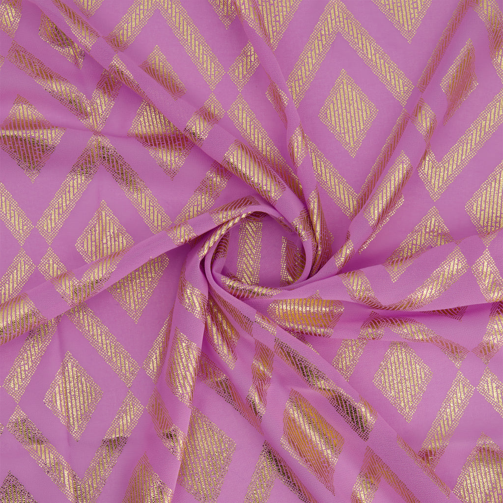 MEGARA DIAMOND FOIL ON CREPE CHIFFON  | 27336-5200  - Zelouf Fabrics
