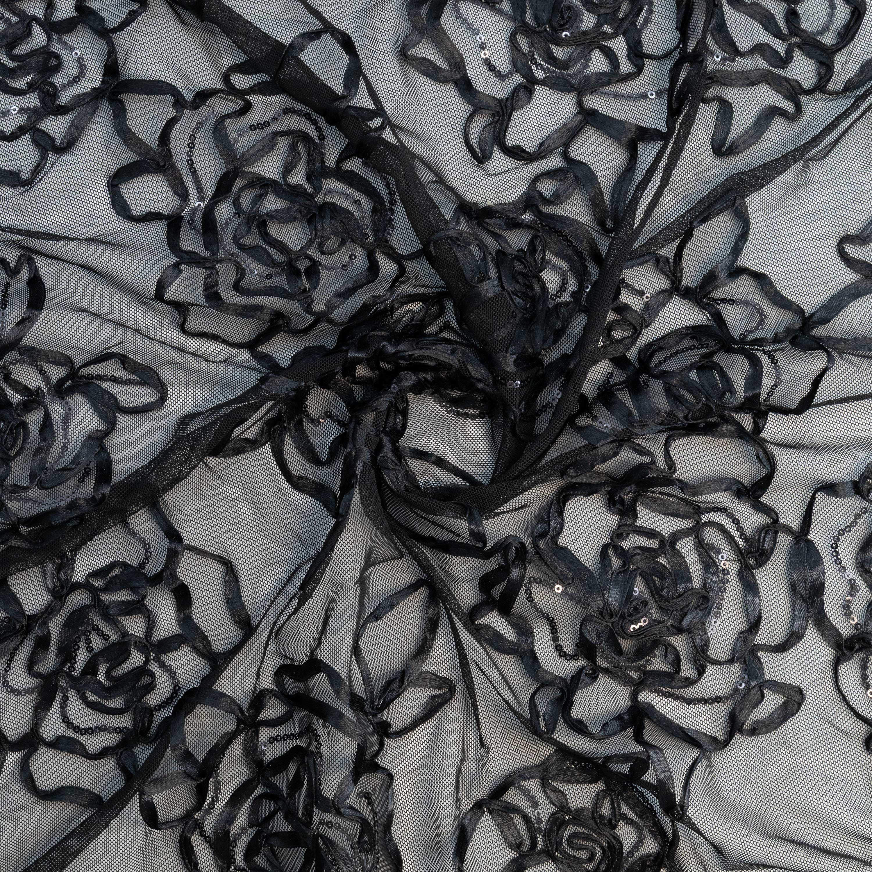 KARA RIBBON SOUTACHE ON STRETCH MESH | 27786-SEQ | Wholesale Fabrics ...