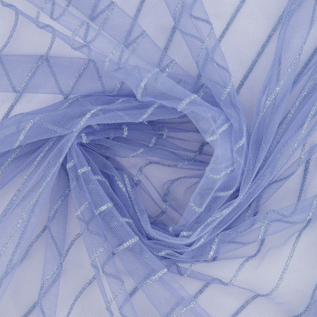 LINEAR NOVELTY ON MESH  | D2787 BLUEBELL - Zelouf Fabrics