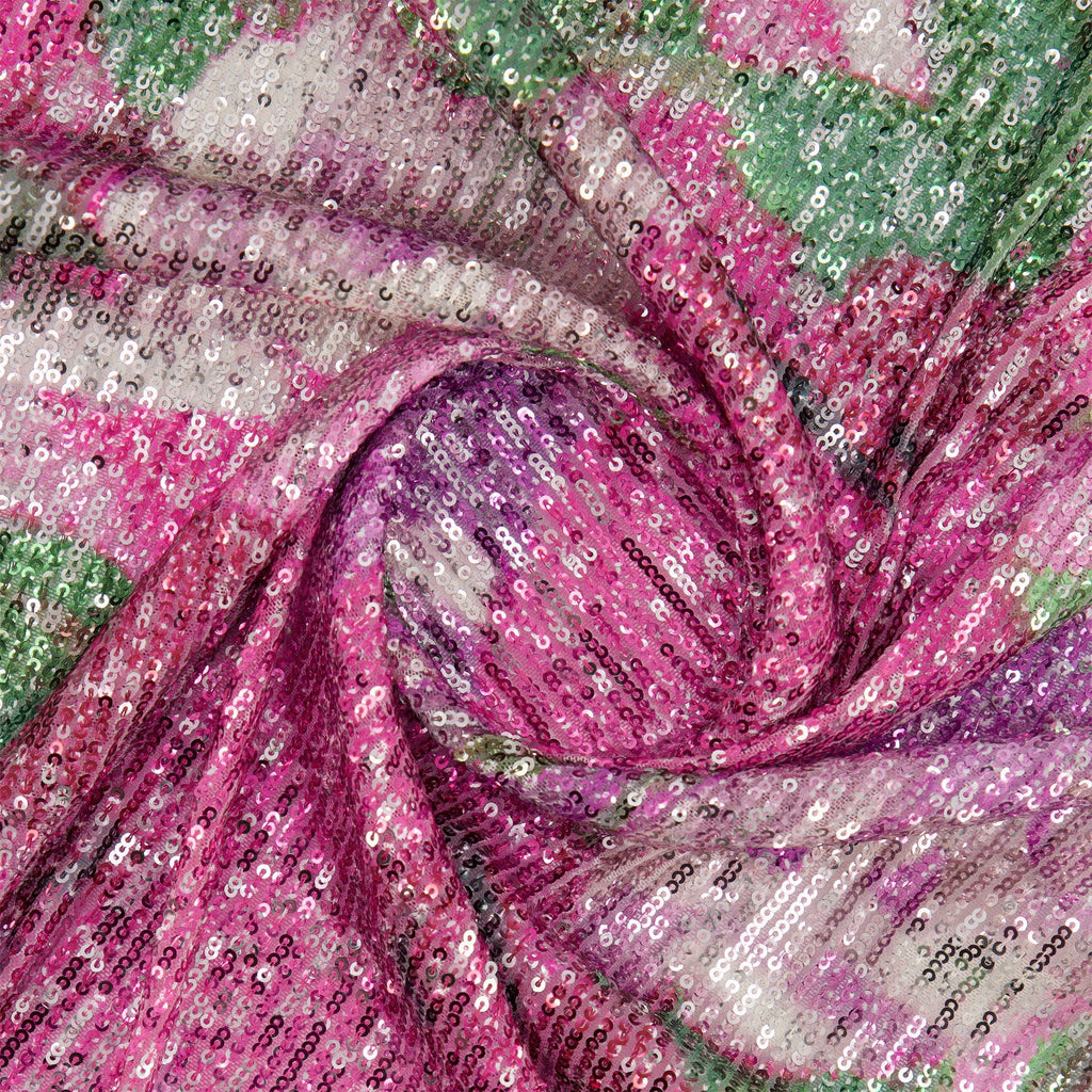 LOVELY  PRINTED SEQUINS  | P1718-25525 ROSE - Zelouf Fabrics