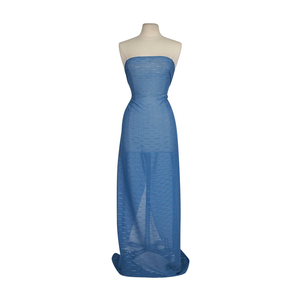 EVELYN GOLD & SILVER CLIP LUREX YORYU  | 26422 LUMINOUS BLUE - Zelouf Fabrics