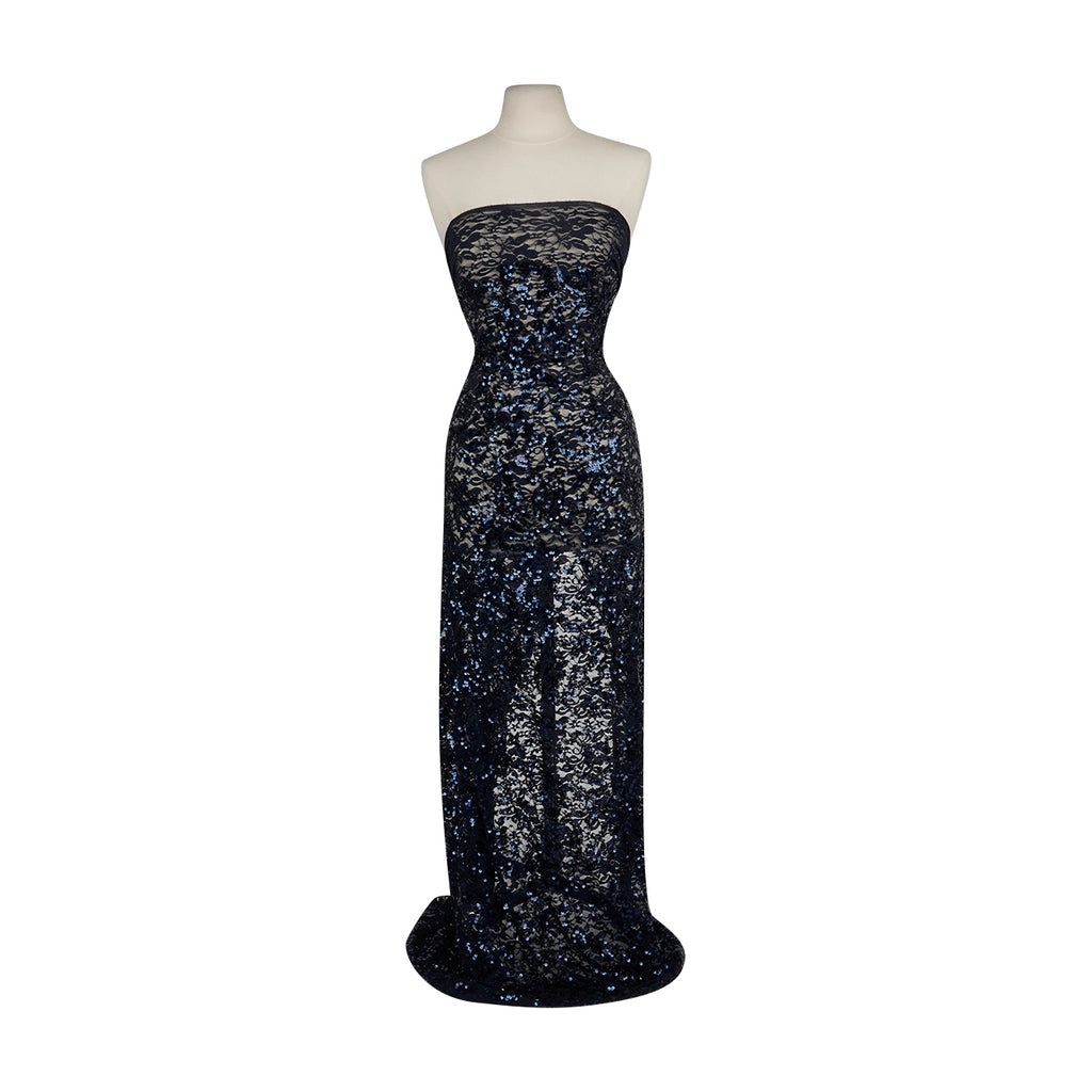 COURTNEY POLY SPAN LACE W/ SEQUINS  | 26532 NAVY/NAVY - Zelouf Fabrics