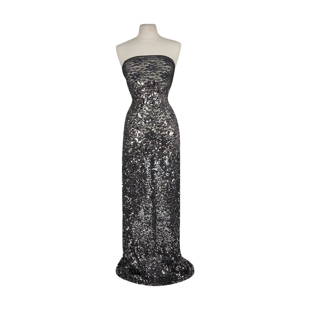 COURTNEY POLY SPAN LACE W/ SEQUINS  | 26532 CHARCOAL/STEEL - Zelouf Fabrics