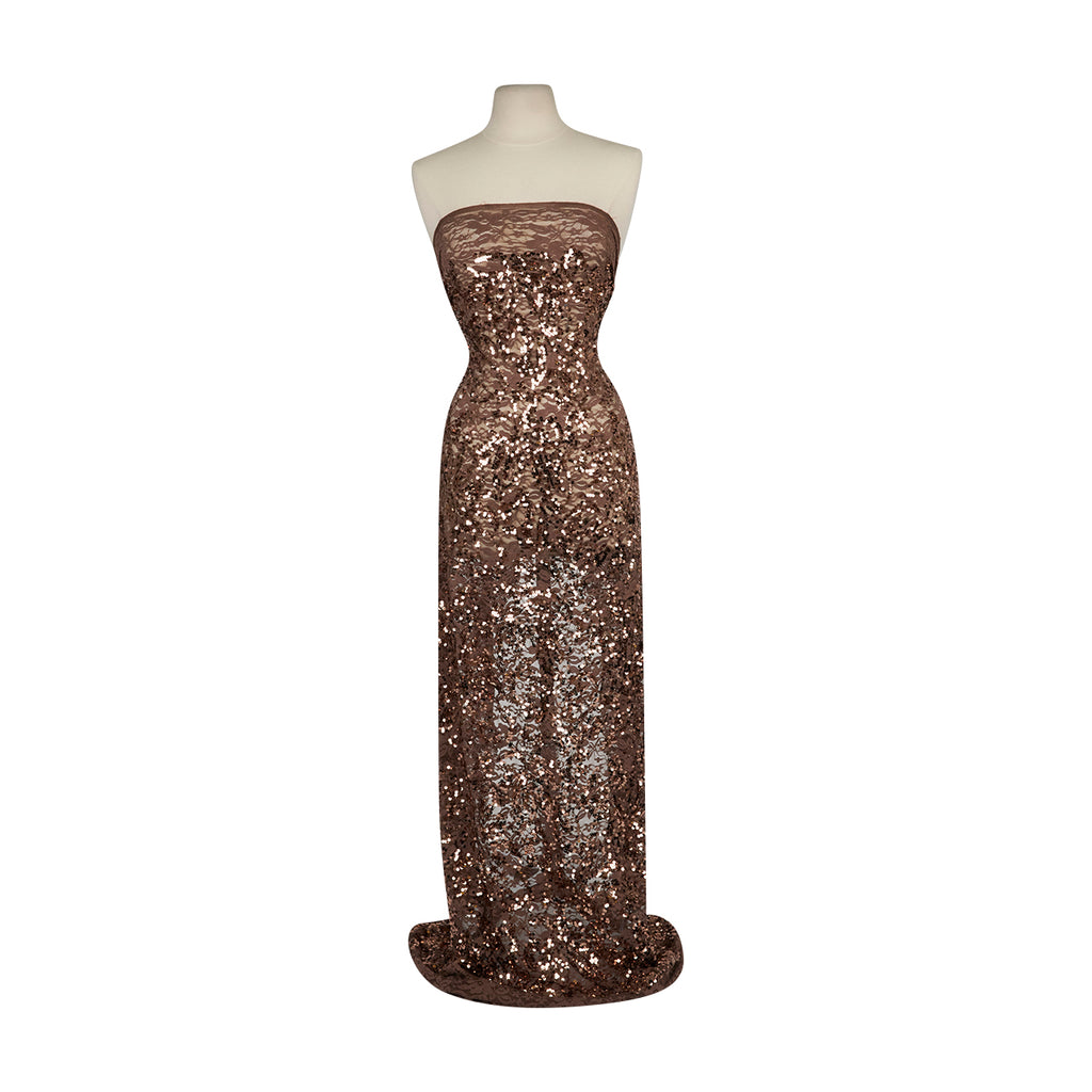 COURTNEY POLY SPAN LACE W/ SEQUINS  | 26532 TAUPE/TAUPE - Zelouf Fabrics