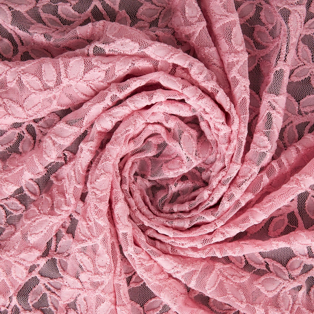 VIBRANT ROSE | STRETCH CHERRY GLITTER LACE | 25107-GLITTER - Zelouf Fabrics