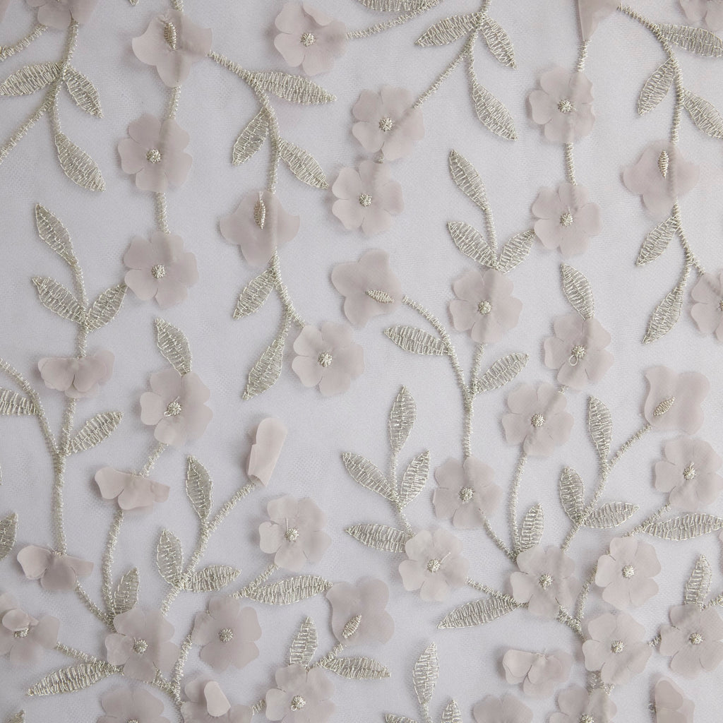 CATHERINE LESS 3D FLOWER EMBROIDERY MESH  | 25401-LESS  - Zelouf Fabrics