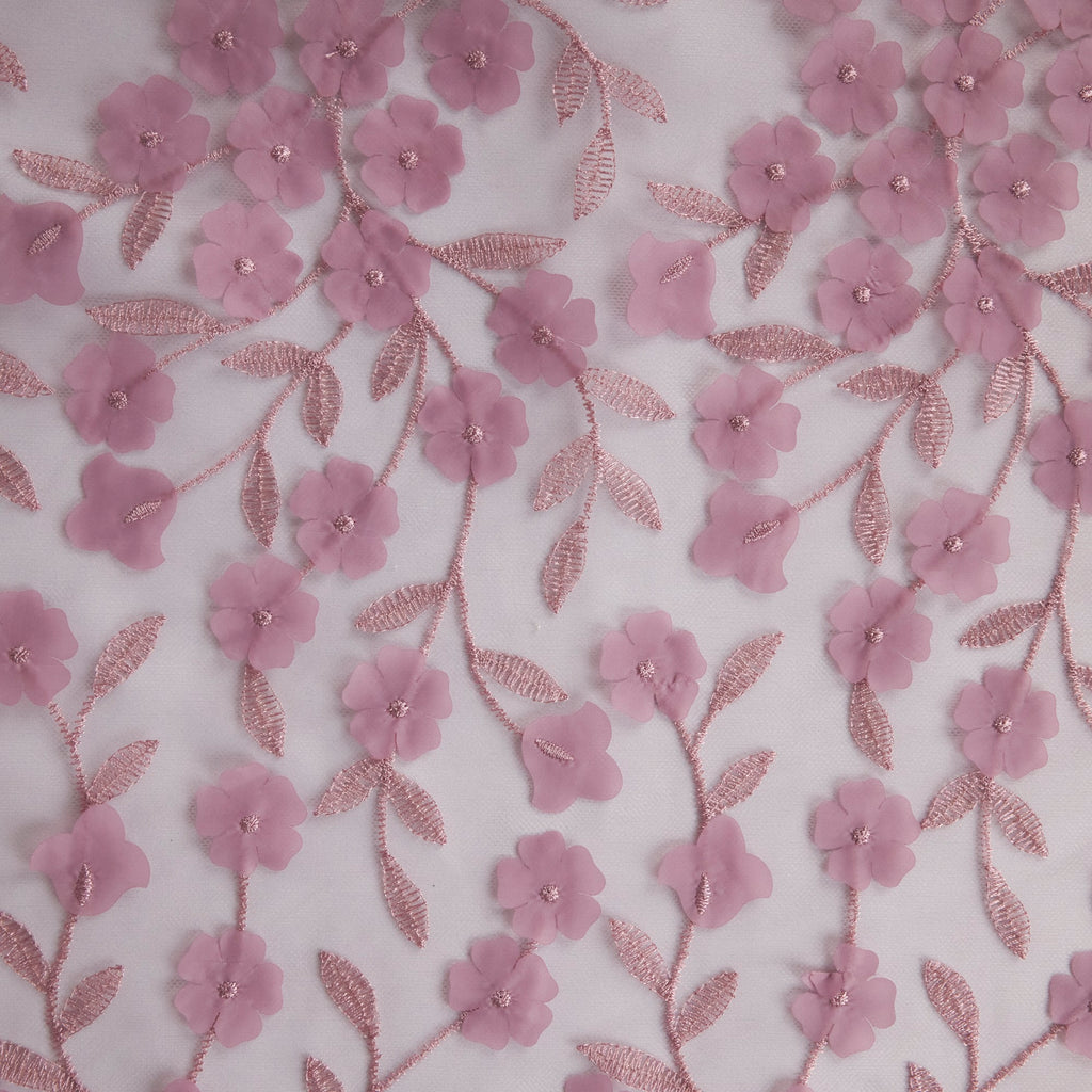 CATHERINE LESS 3D FLOWER EMBROIDERY MESH  | 25401-LESS  - Zelouf Fabrics