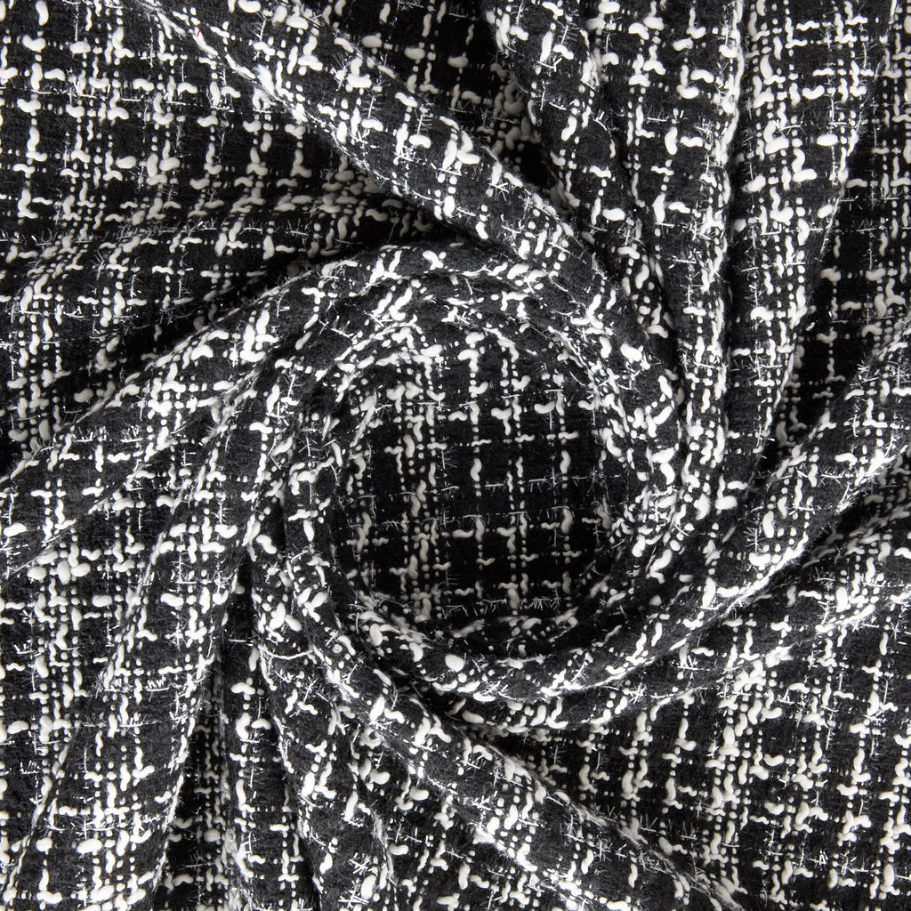 BLACK/WHITE | EMMA BOUCLE WOVEN W/ EYELASH YARN | 26620 - Zelouf Fabrics