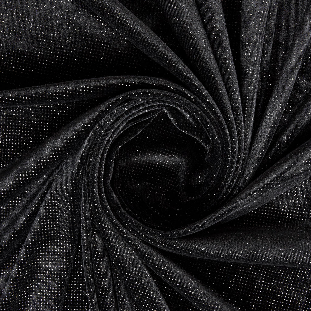 BLACK/BLACK | MIKAYLA GLITTER VELVET | 26339-GLITTER - Zelouf Fabrics