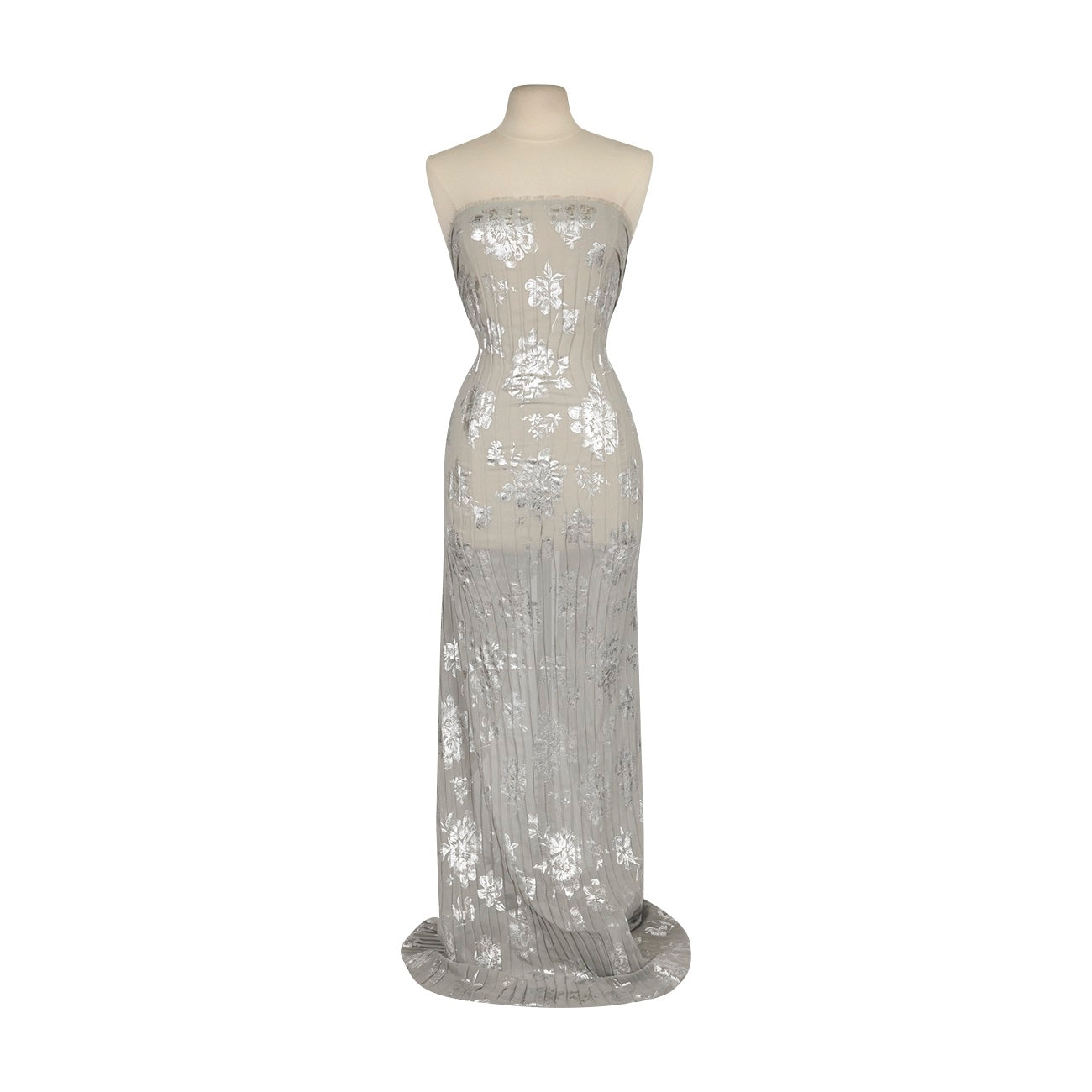 Pleated Chiffon with Metallic Floral | 26362-PLEAT Ash/Silver Pleated Chiffon with Metallic Floral | 26362-PLEAT Ash/Silver
