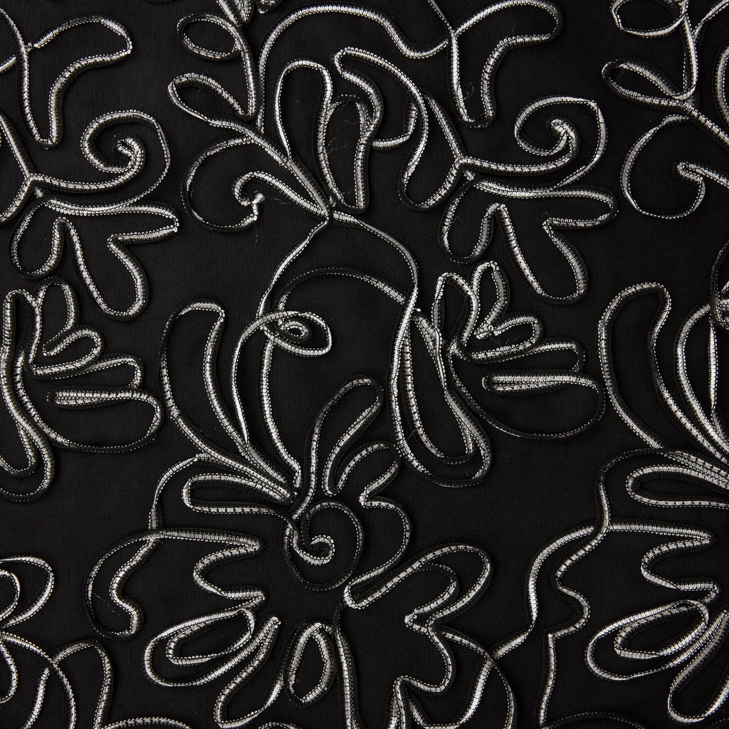 AMBER SOUTACHE EMBROIDERY MESH  | 26570  - Zelouf Fabrics