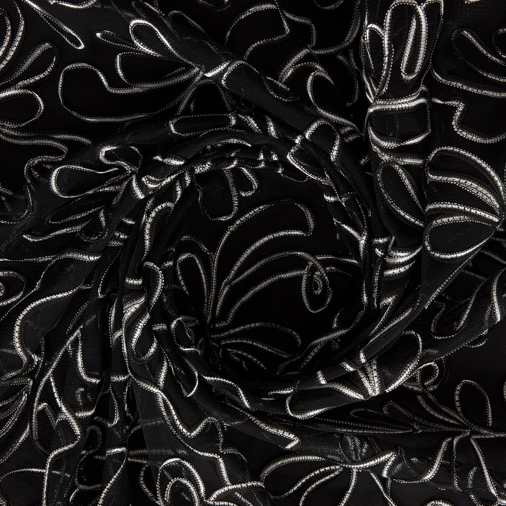 AMBER SOUTACHE EMBROIDERY MESH  | 26570  - Zelouf Fabrics