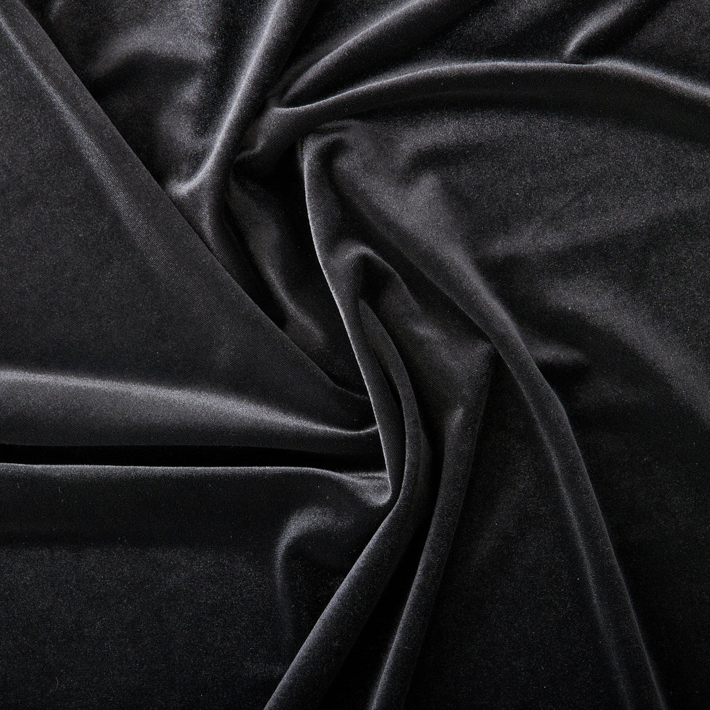 HEAVY WEIGHT STRETCH VELVET | 423 BLACK - Zelouf Fabrics