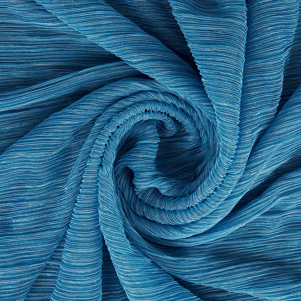 LAGOON/BLUE | ABY LUREX CRINKLED MESH | 26018PLT - Zelouf Fabrics