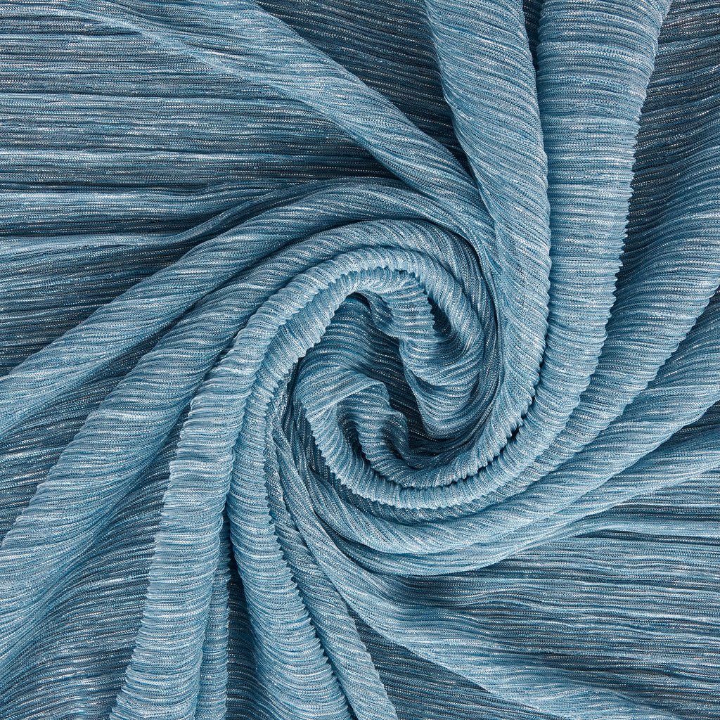 RIVER/TURQUOISE | ABY LUREX CRINKLED MESH | 26018PLT - Zelouf Fabrics