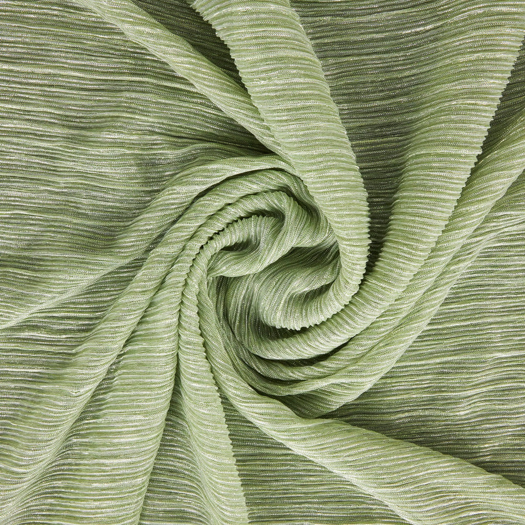 SAGE/SILVER | ABY LUREX CRINKLED MESH | 26018PLT - Zelouf Fabrics
