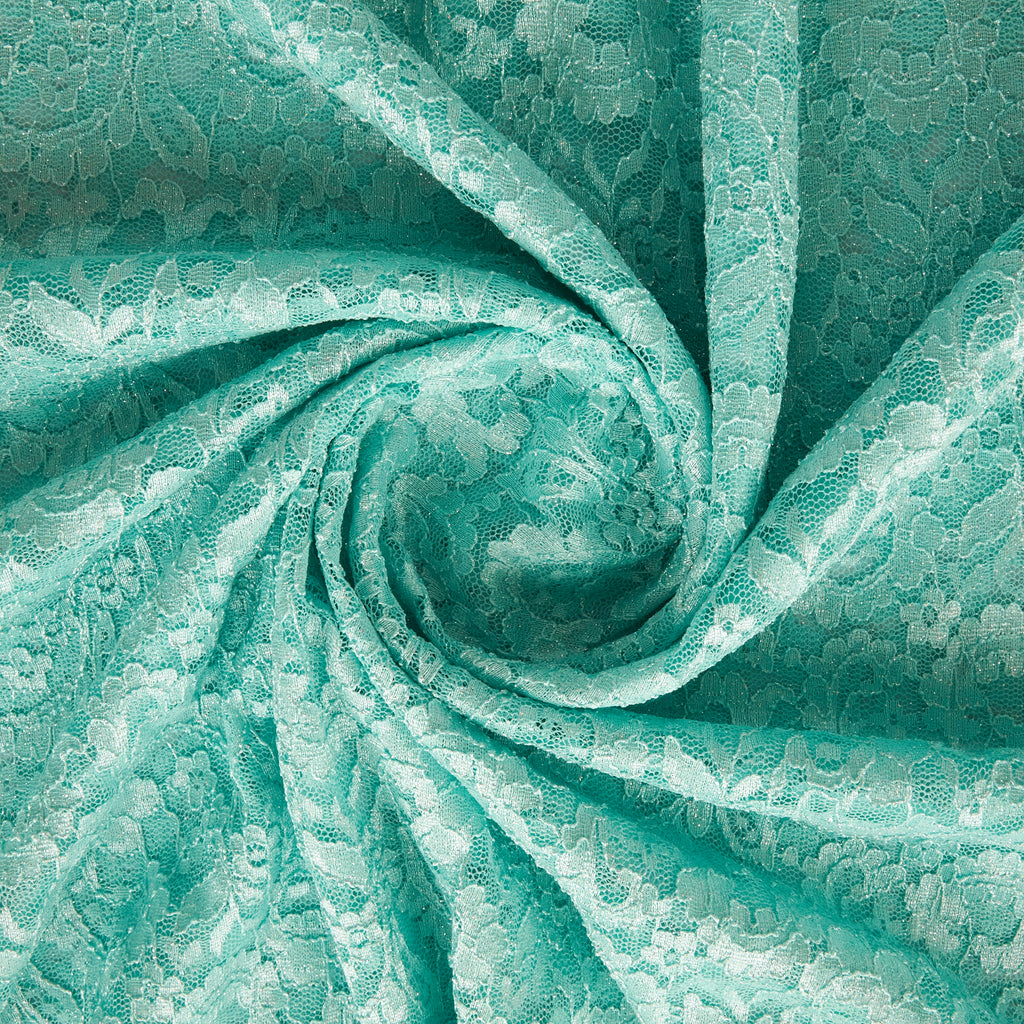 VIBRANT AQUA | RAVIE HOLO GLITTER SCALLOP LACE | 23073-HOLGLT - Zelouf Fabrics