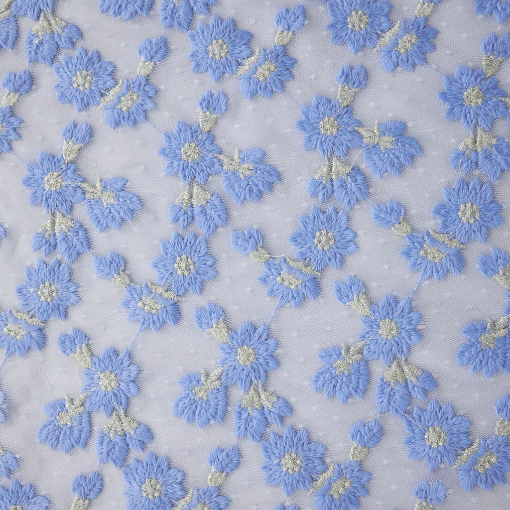 ALEENA FLORAL EMB ON DOT MESH  | 26898  - Zelouf Fabrics