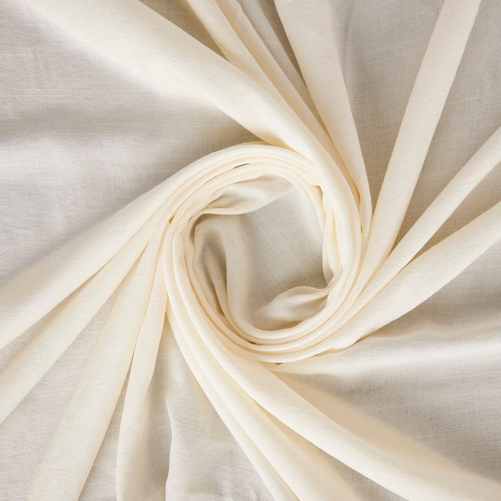 LORA POLY RAYON TEXTURE  | 26835 IVORY FLOWER - Zelouf Fabrics