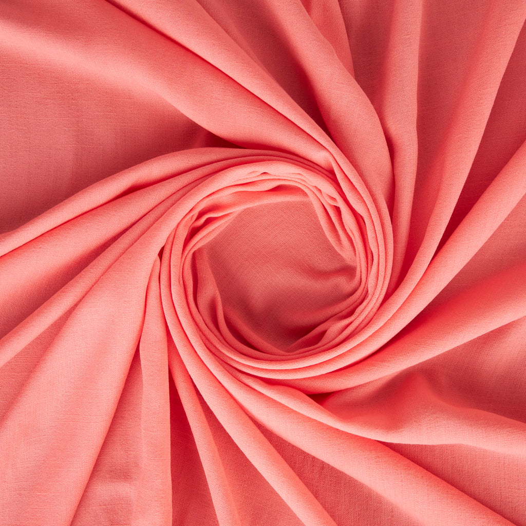 LORA POLY RAYON TEXTURE  | 26835 VIBRANT CORAL - Zelouf Fabrics