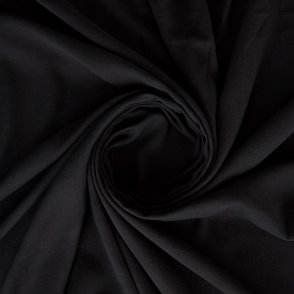 LORA POLY RAYON TEXTURE  | 26835 BLACK - Zelouf Fabrics