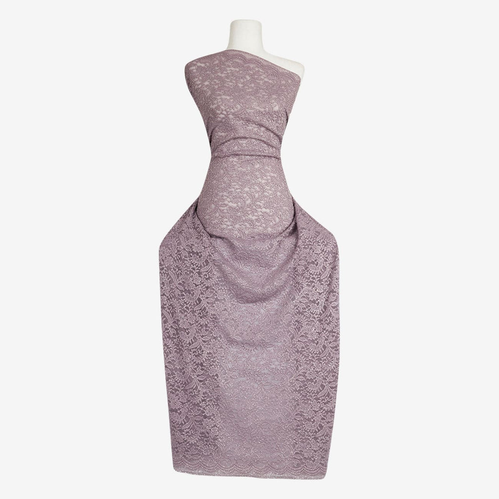 MAUVE SHADOW/SIL | 24396 - DALLI FLORAL LACE W/GLITTER - Zelouf Fabric