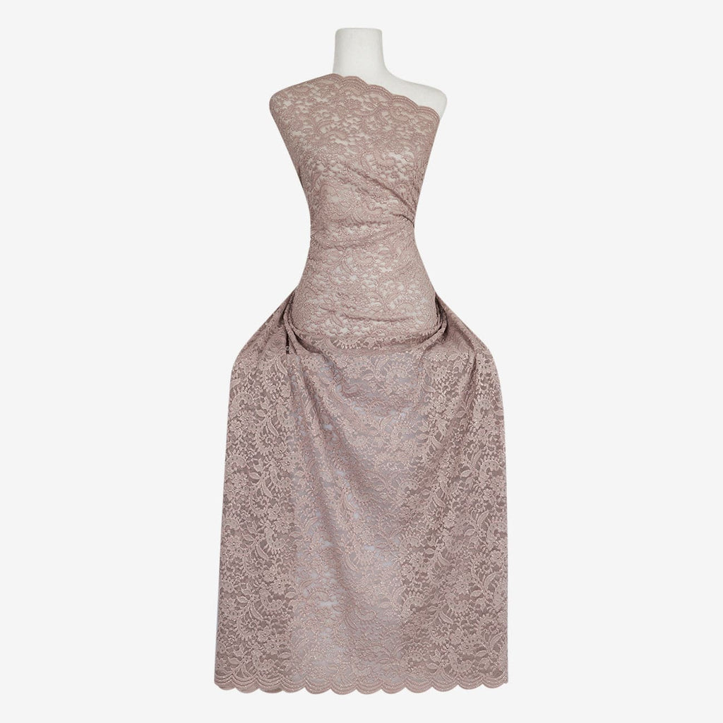 TAUPE MIST | 24396 - DALLI FLORAL LACE W/GLITTER - Zelouf Fabric