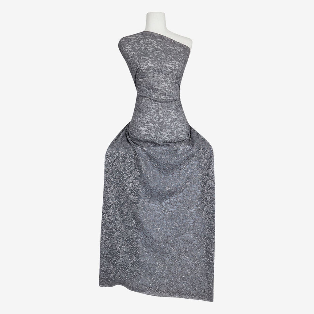 GREY MYSTERY | 24396 - DALLI FLORAL LACE W/GLITTER - Zelouf Fabric