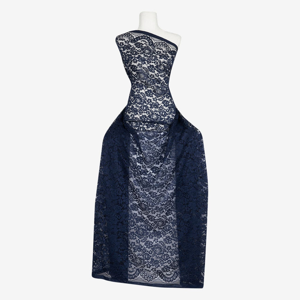 DELA FLORAL CORDED LACE  | 24385 NAVY DELIGHT - Zelouf Fabrics