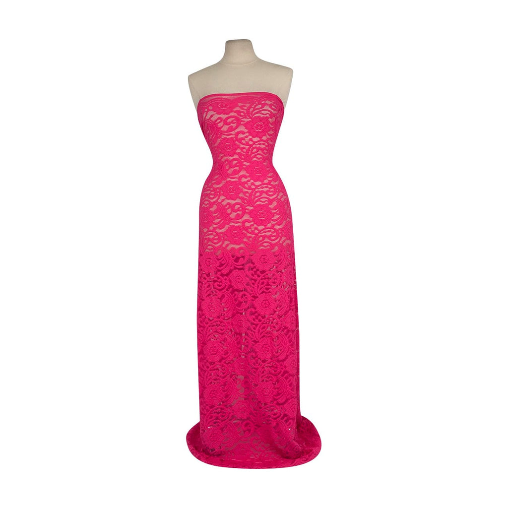 EVIE STRETCH LACE SOLID  | 26880-SOLID VIBRANT PINK - Zelouf Fabrics
