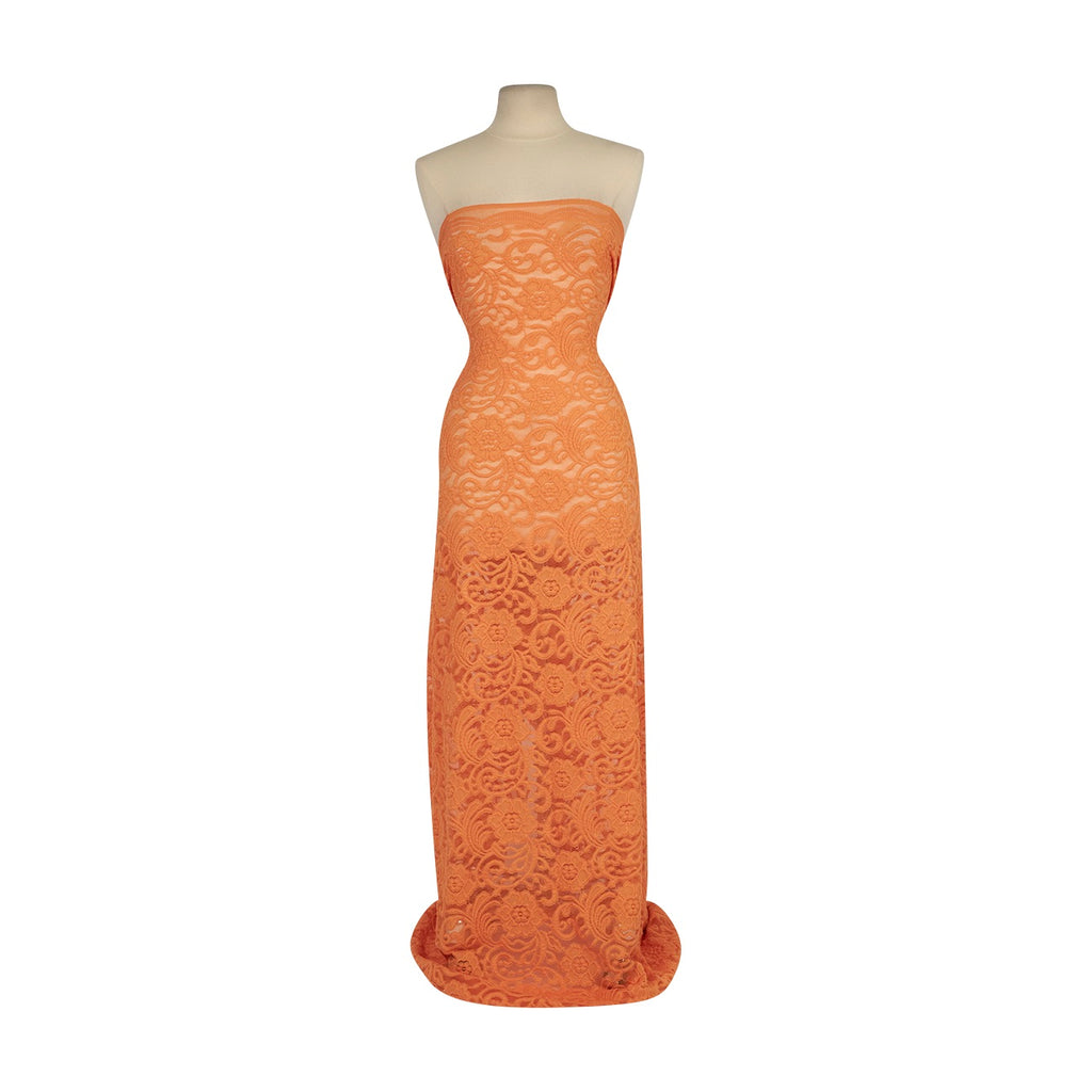 EVIE STRETCH LACE SOLID  | 26880-SOLID VIBRANT APRICOT - Zelouf Fabrics