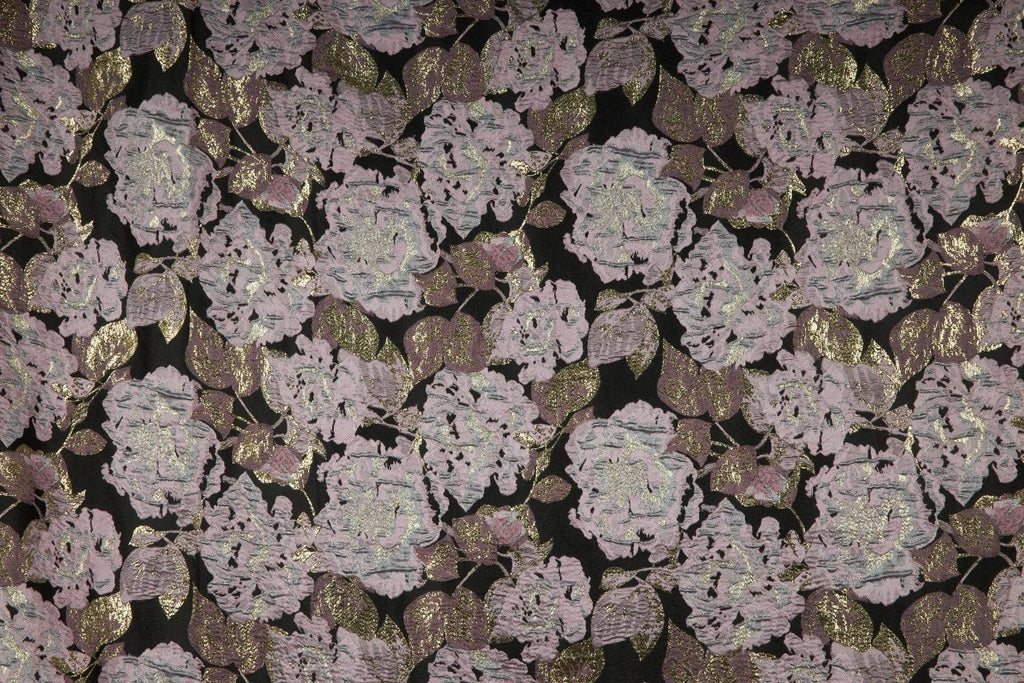 BLACK/ROSE | 25676 - ROSELLE LARGE FLORAL JACQUARD - Zelouf Fabric