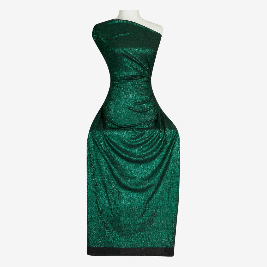 ARRESTING GREEN | 25582 - NEW KAMA FOIL PLEATED KNIT - Zelouf Fabric