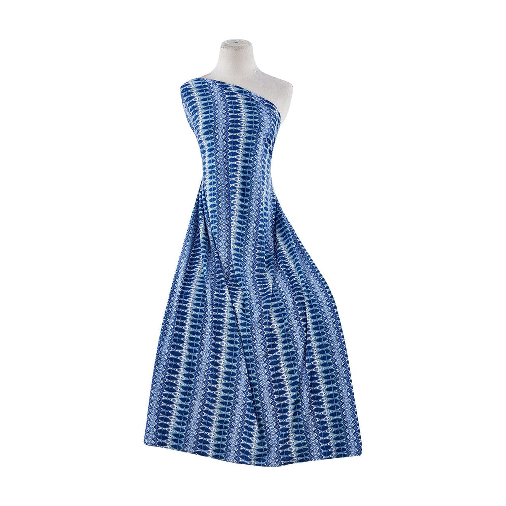 441 NAVY/BLUE | 10388-1188 - SPUN POLYESYER SPANDEX PRINT - Zelouf Fabrics