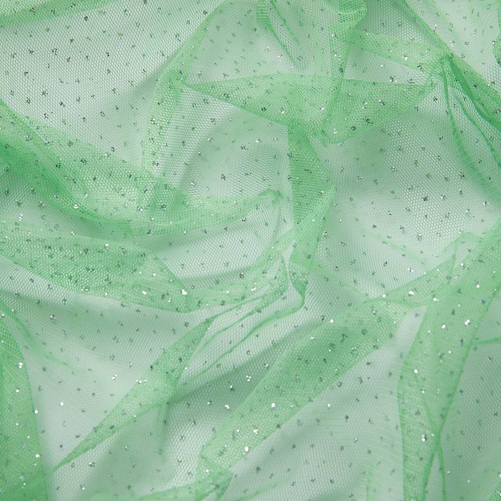 ISLAND KIWI/S | 1061-GREEN SILVER - TULLE W/GLITTER - Zelouf Fabrics