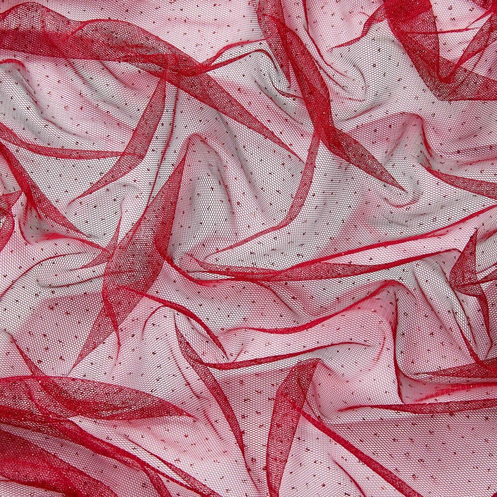 SHEER GLITTER TULLE | 1061 LE RED - Zelouf Fabrics
