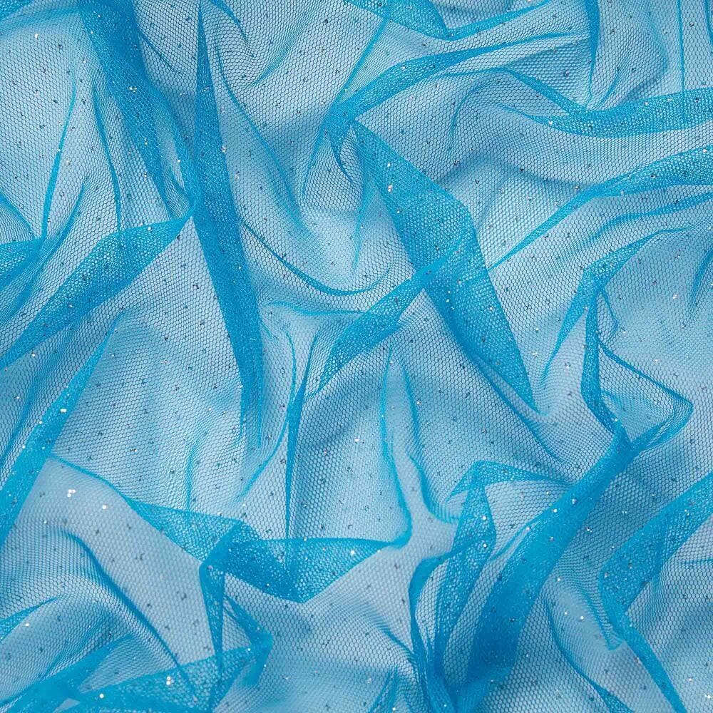 MIAMI SURF/SIL | 1061-BLUE SILVER - TULLE W/GLITTER - Zelouf Fabrics