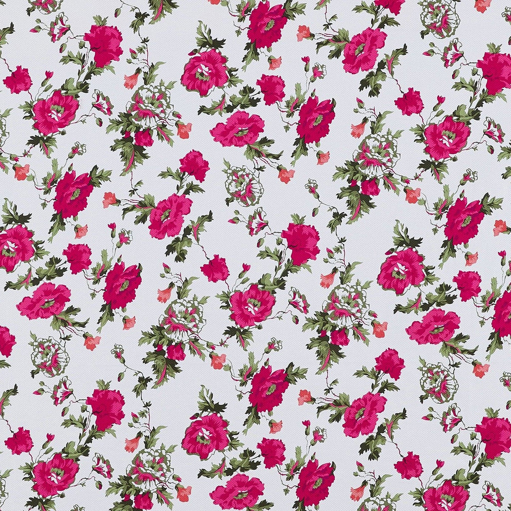 134 WHT/RED | 10670-5193 - BOTANICAL PIQUE PRINT - Zelouf Fabrics