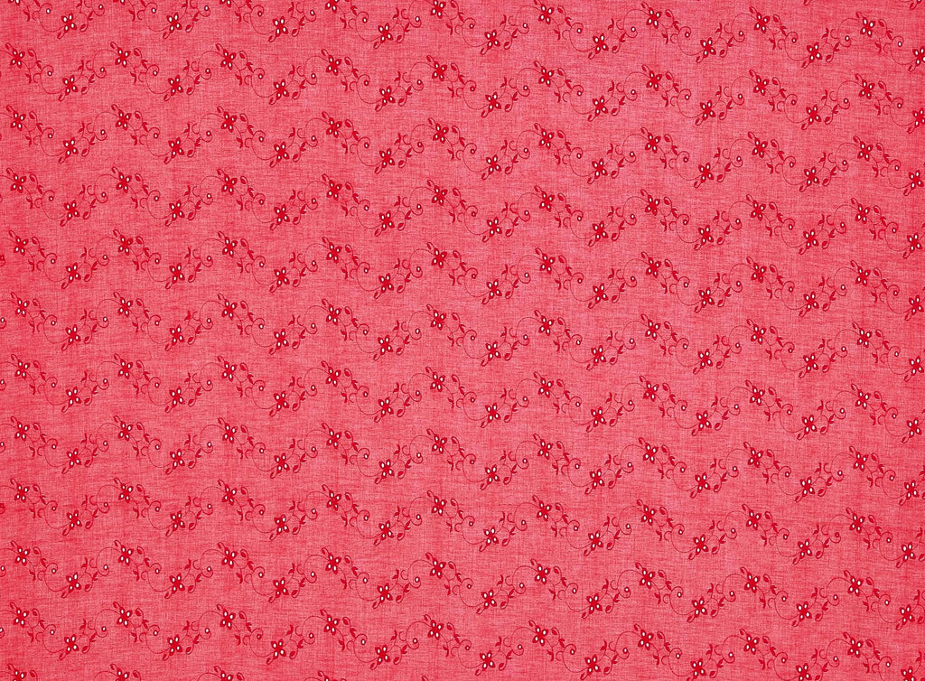 333 SKITTLE RED | 10711-5554 - FLORAL EMBROIDERY EYELETS - Zelouf Fabrics