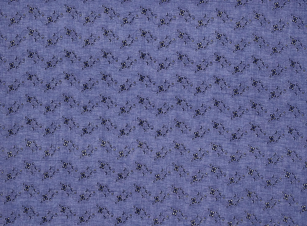 449 SAILOR NAVY | 10711-5554 - FLORAL EMBROIDERY EYELETS - Zelouf Fabrics